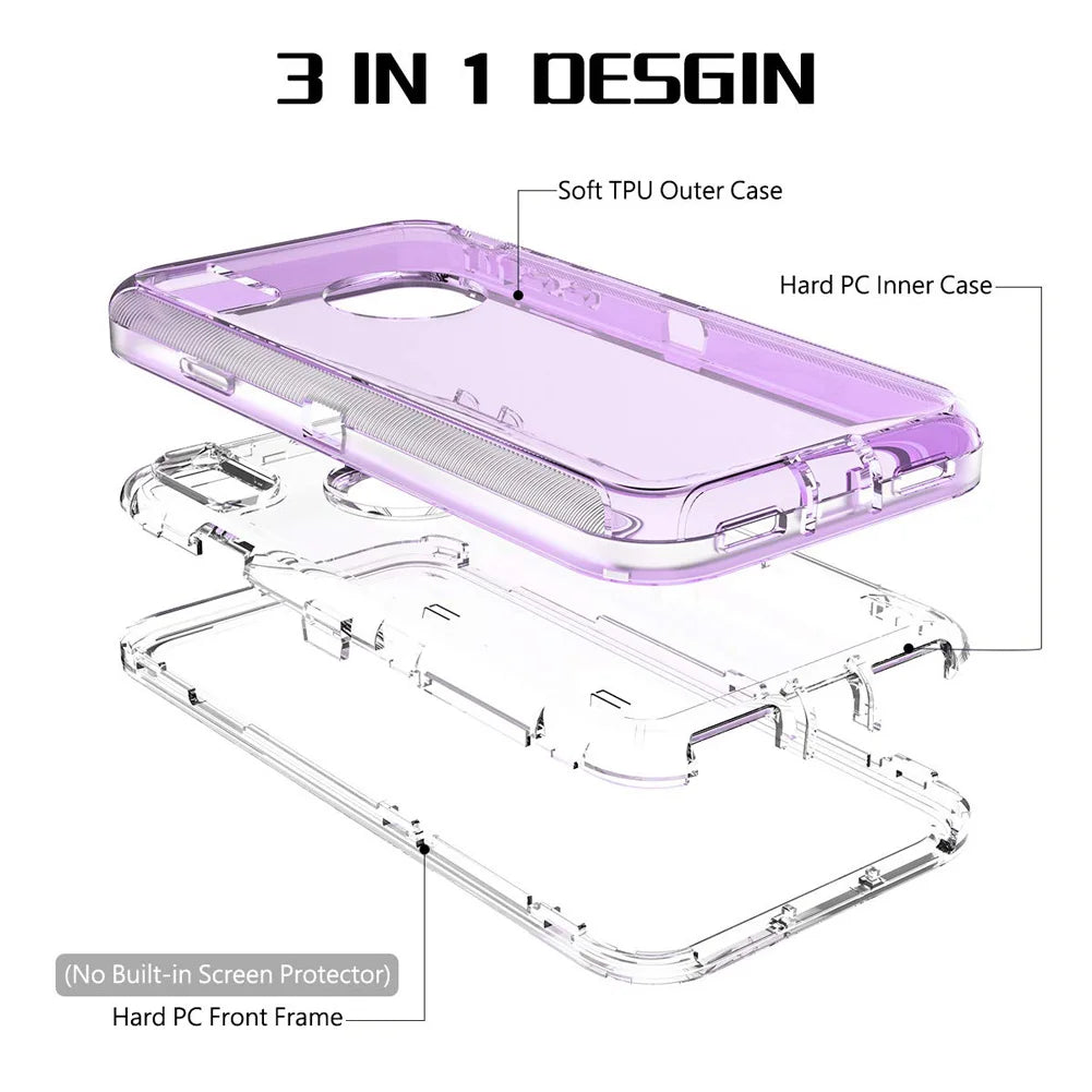 Clear Transparent Shockproof Armor Glossy Plain Case Phone Cover