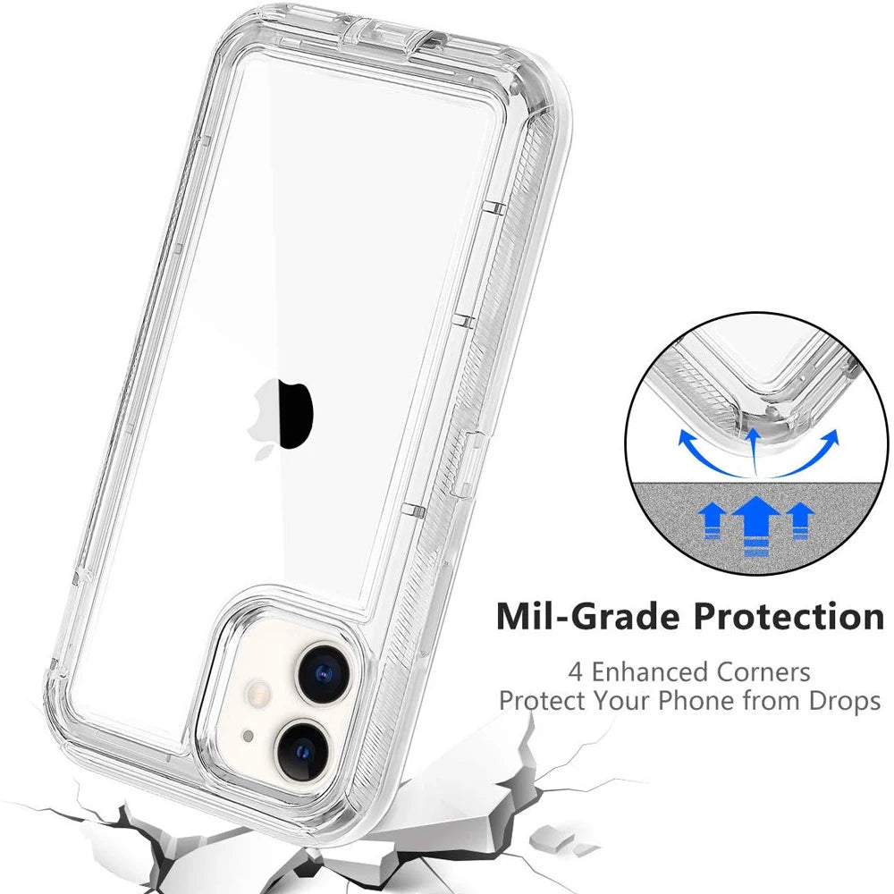 Clear Transparent Shockproof Armor Glossy Plain Case Phone Cover