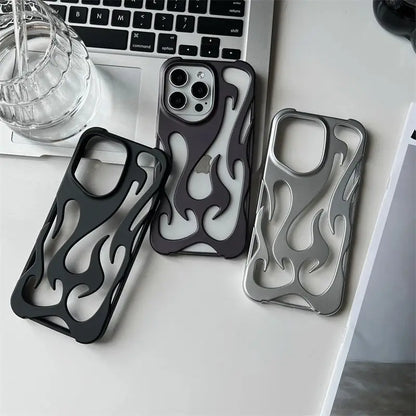 New 3D Flame pattern Hollow Slim Phone Case With Shockproof Protective soft Cover